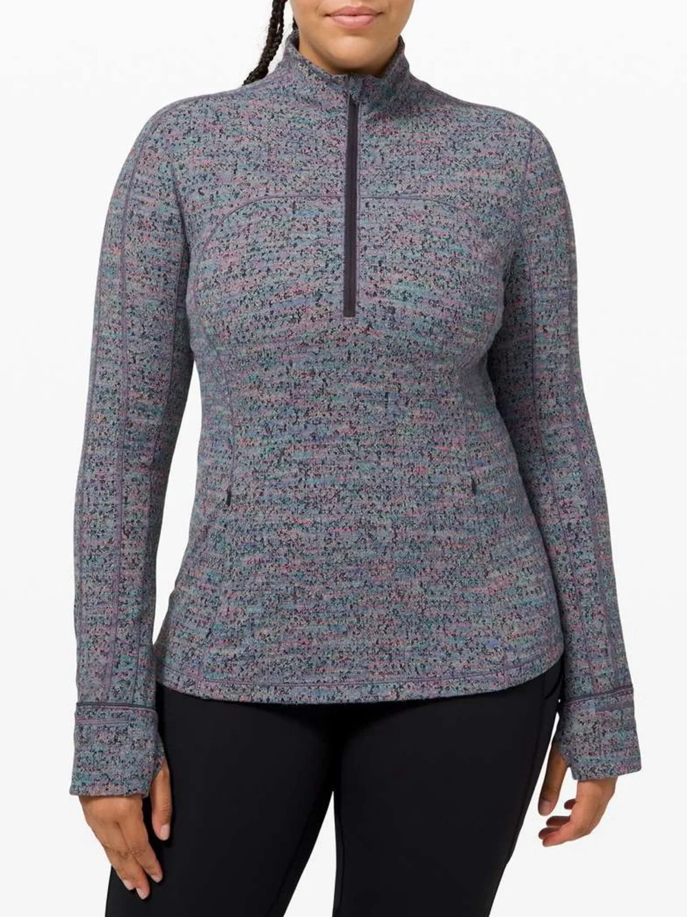 Lululemon Run Briskly 1/2 Zip Pullover Neon Tweed Size 2